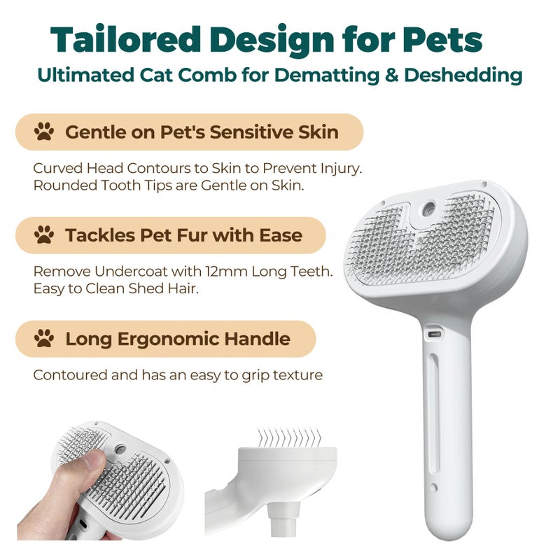 Bluejw 3-in-1 Cat Brush for Shedding with Water Spray - Pet Hair Removal Comb for Cats & Dogs - Gentle Cleaning & Massaging Brushes - Image 4