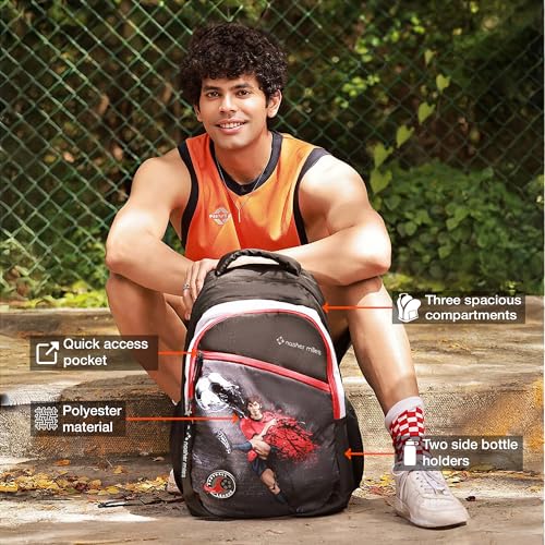 Nasher Miles 45 L Black Backpack with 3 compartment |Football Strike Casual,College and School, Polyester - Image 3