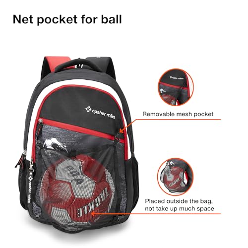 Nasher Miles 45 L Black Backpack with 3 compartment |Football Strike Casual,College and School, Polyester - Image 5