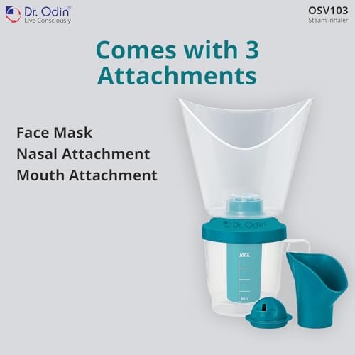 Dr.Odin Dr. Odin OSV103 Steam Inhaler and Vaporizer for Cold, Cough and Sinus Relief with 3 Attachments - Facial and Nasal Steamer, Portable, Shock-Free, Easy to Clean, Ideal for Health and Skin Care - Image 2
