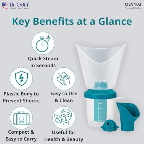 Dr.Odin Dr. Odin OSV103 Steam Inhaler and Vaporizer for Cold, Cough and Sinus Relief with 3 Attachments - Facial and Nasal Steamer, Portable, Shock-Free, Easy to Clean, Ideal for Health and Skin Care - Image 3