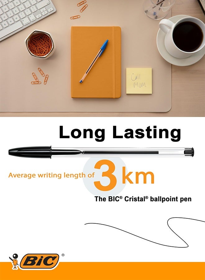 بيك أقلام حبر جاف أصلية من بيك كريستال، ألوان سوداء، رأس متوسط ​​(1.0 مم)، عبوة من 4 قطع - Image 5