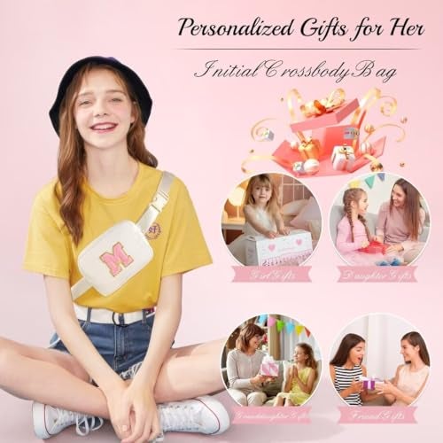 YOOLIFE هدايا YOOLIFE للفتيات المراهقات - حقيبة كروس بودي بحرف مخصص للفتيات المراهقات، حقيبة حزام، حقيبة فاني، هدايا رقص مخصصة للفتيات المراهقات، هدايا عيد الميلاد للفتيات، وردي - Image 2