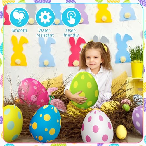 Simgoing 12 Pcs Easter Inflatable Decorations Easter Egg Inflatables Outdoor Decorations Colorful Eggs Decor for Ornament Yard Lawn Garden Holiday Party Indoor Outdoor Decor 15 Inch Pastel - Image 3