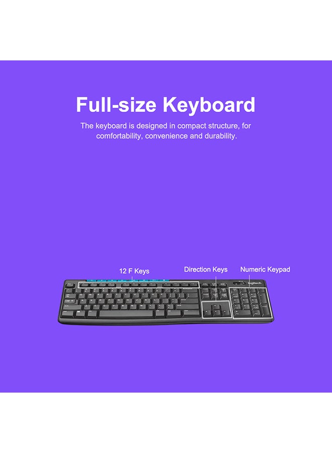 NIBEMINENT Wireless Desktop Keyboard Mouse Combo Black  - Image 5