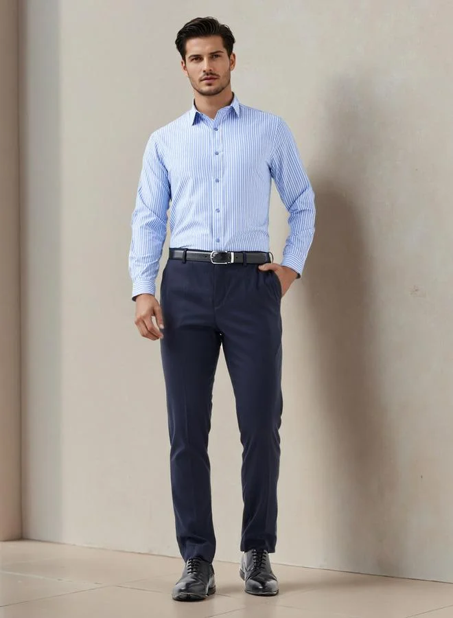 Splash FAV Regular Fit Striped Collared Shirt with Long Sleeves