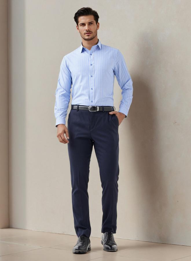 سبلاش فيڤ قميص بياقة مخططة بقصة عادية وأكمام طويلة - Image 2