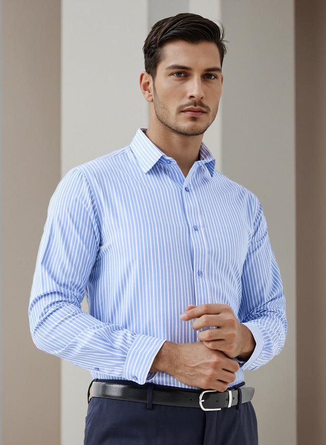 سبلاش فيڤ قميص بياقة مخططة بقصة عادية وأكمام طويلة - Image 1