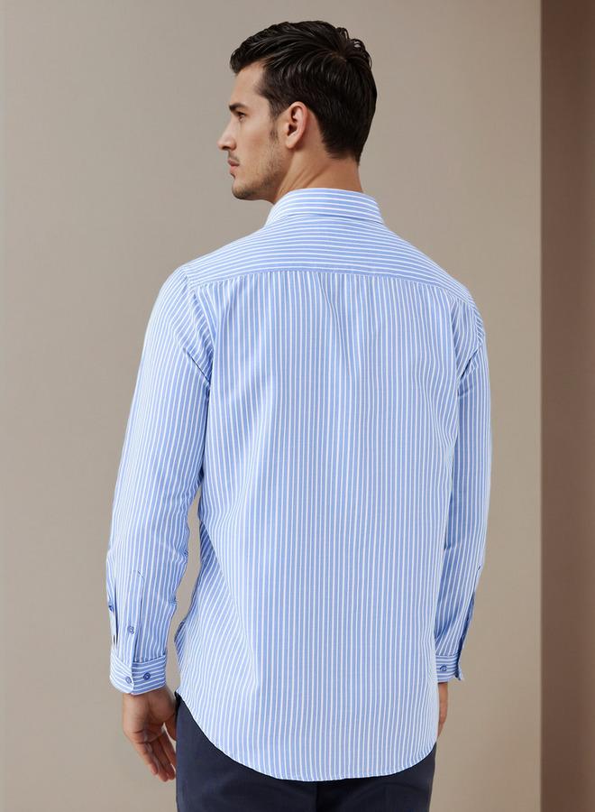 سبلاش فيڤ قميص بياقة مخططة بقصة عادية وأكمام طويلة - Image 3