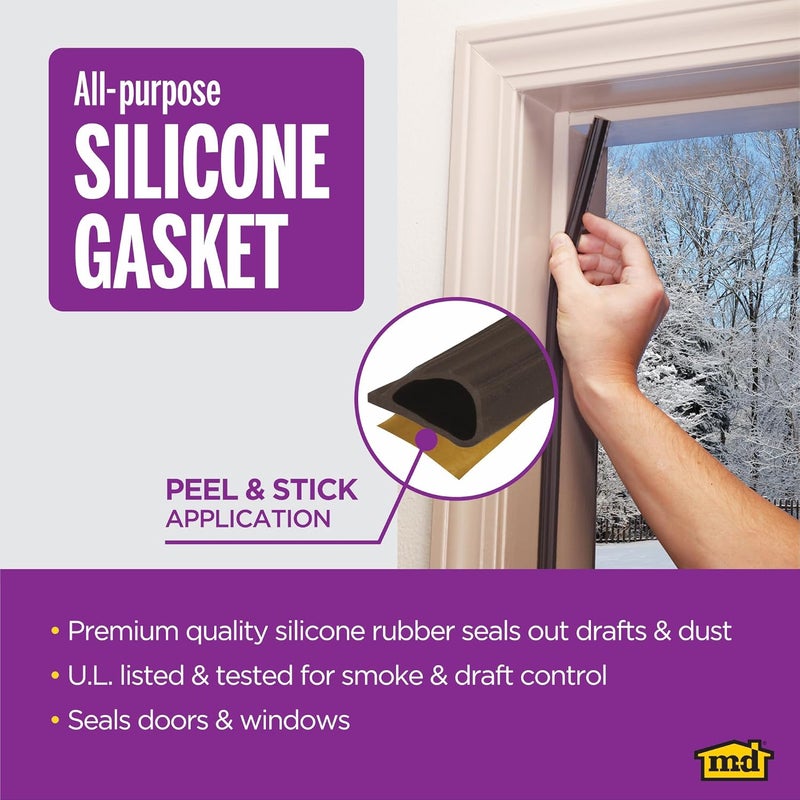 M-D Building Products 68510 1/4-Inch by 1/2-Inch 20-Feet Silicone Smoke Seal Casketing in Brown - Image 4