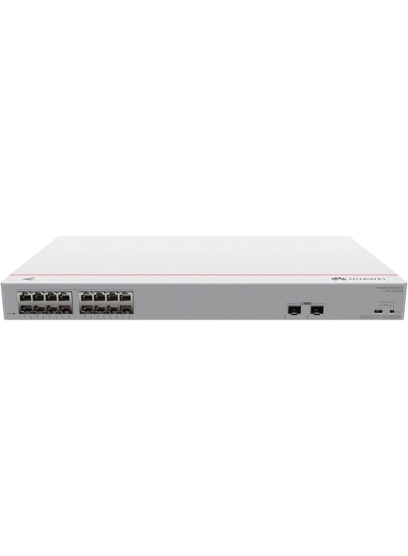 Huawei eKit هواوي S110-16LP2SR هو مفتاح إيثرنت غير مُدار بـ 16 منفذ مصمم للشبكات الصغيرة إلى المتوسطة التي تتطلب قدرات الطاقة عبر الإيثرنت (PoE+) . هذا الطراز هو جزء من سلسلة S110 من هواوي، المعروفة بوظائفها القابلة للتوصيل والتشغيل وأدائها القوي. - Image 1