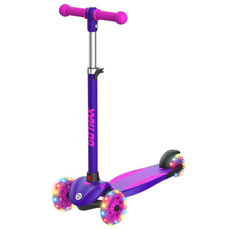Gotrax KS1 Kids Kick Scooter, LED Lighted Wheels and 3 Adjustable Height Handlebars, Lean-to-Steer & Widen Anti-Slip Deck, 3 Wheel Scooter for Boys & Girls Ages 2-8 and up to 110 Lbs - Image 1