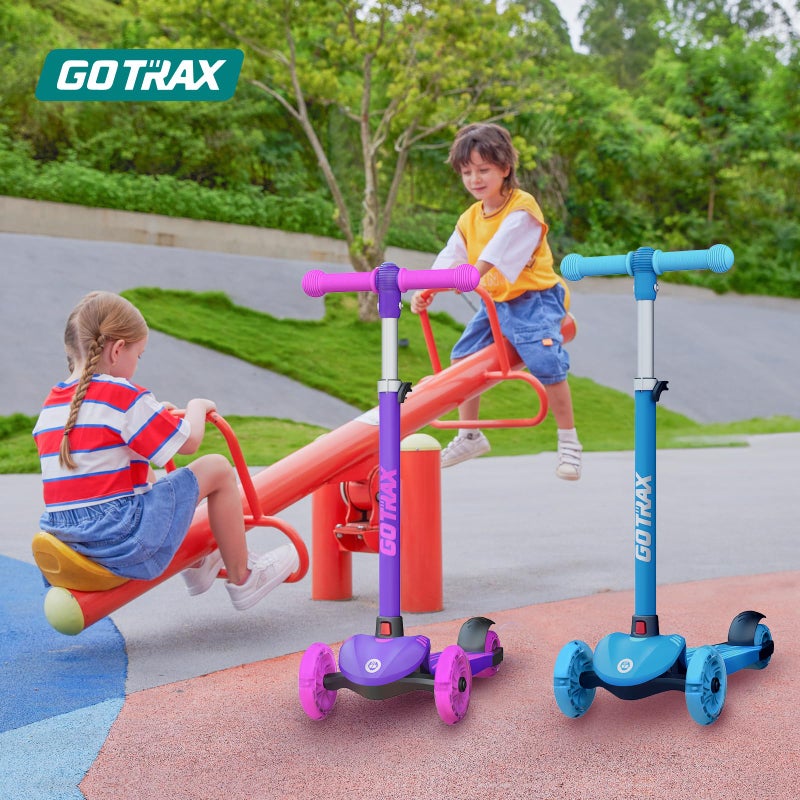 Gotrax KS1 Kids Kick Scooter, LED Lighted Wheels and 3 Adjustable Height Handlebars, Lean-to-Steer & Widen Anti-Slip Deck, 3 Wheel Scooter for Boys & Girls Ages 2-8 and up to 110 Lbs - Image 2