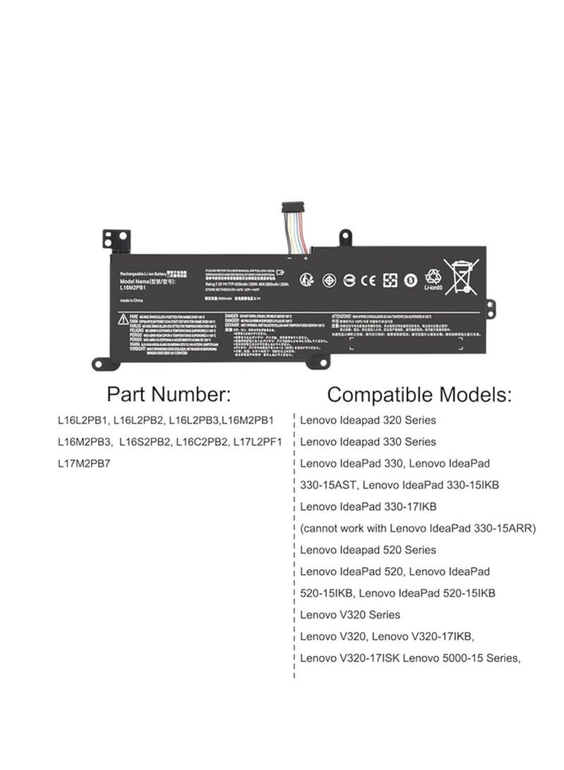 Terabyte بطارية بديلة L16M2PB1 L16M2PB2 L16C2PB2 L16L2PB2 L16L2PB3 لجهاز Lenovo IdeaPad 320-17IKB 320-14IKB 320-15IKB 320-15IAP 330-15IKB 320-14 5ISK 330-171KB V320-17IKB 320-17ISK 320-15ABR 320-15AST V145-15AST - Image 2