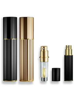 Perfume Atomiser Refillable Perfume Travel Bottle Perfume Atomizer Spray Portable Empty Fragrance Container for Aftershave Holiday and Night Out (black+gold)