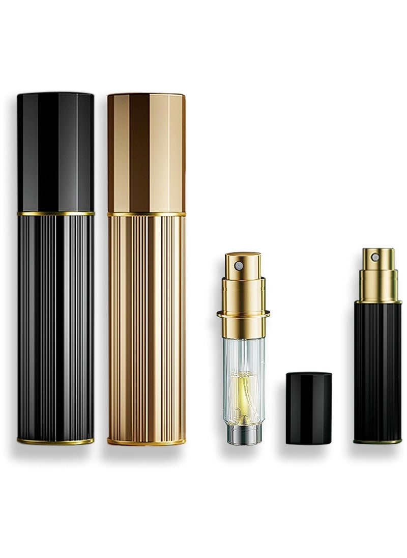 Generic - Perfume Atomiser Refillable Perfume Travel Bottle Perfume Atomizer Spray Portable Empty Fragrance Container for Aftershave Holiday and Night Out (black+gold) - Image 1