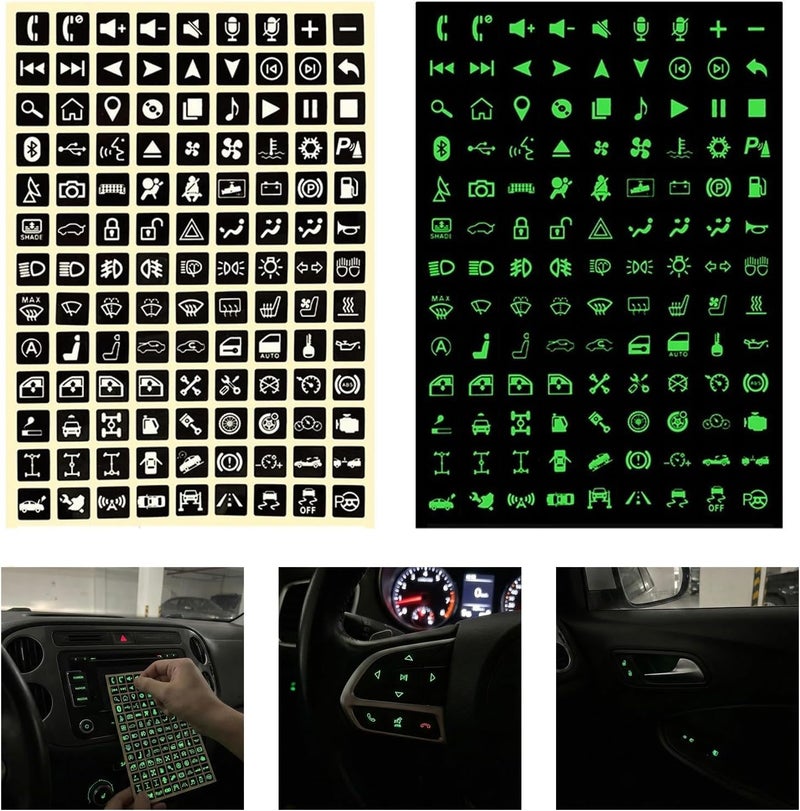 Multiple options Glowing Stickers Decals for Dashboard and Central Console Customization Transparent Design Flame Retardant PVC Switches Stickers Moisture wear upgraded quality - Image 2