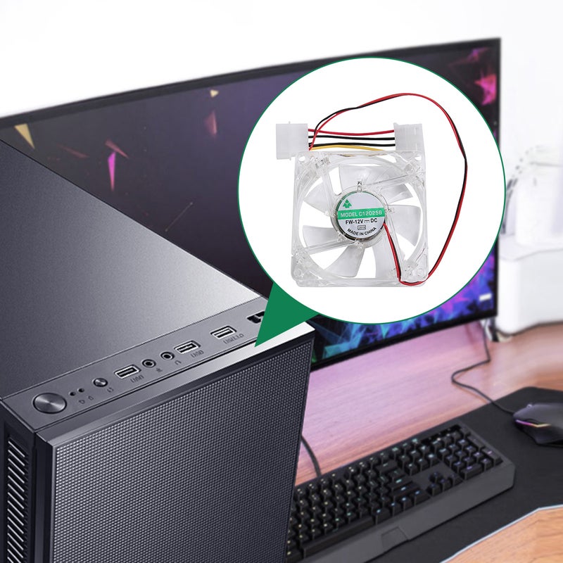 مروحة تبريد كمبيوتر LED بقطر 8 سم، مزودة بمصدر طاقة، مروحة تبريد كمبيوتر مضيئة، مروحة تبريد صامتة للاستخدام المنزلي (مصباح ملون) - Image 3