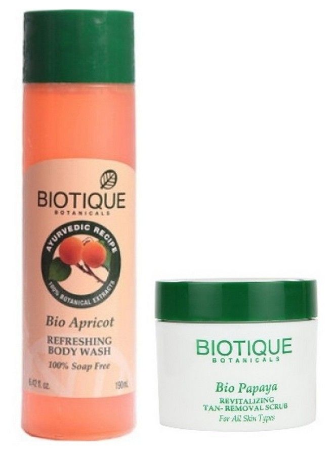 Biotique Combo Of Apricot Body Wash And Papaya Scrub (642) - Image 1