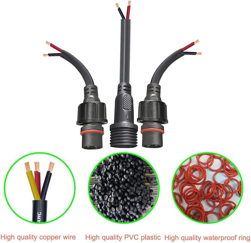 dstfuy 2pin Waterproof Connector,IP68 2 Core 2 pin T Shape Tee Connector,with 16WAG 1 Male Ends 2 Female End,LED Extension Cable for Car,Boat,Indoor/Outdoor LED Strip Lights. - Image 4