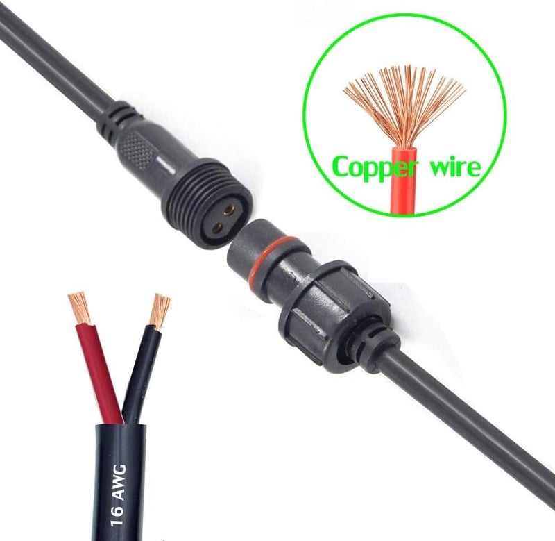 dstfuy 2pin Waterproof Connector,IP68 2 Core 2 pin T Shape Tee Connector,with 16WAG 1 Male Ends 2 Female End,LED Extension Cable for Car,Boat,Indoor/Outdoor LED Strip Lights. - Image 3