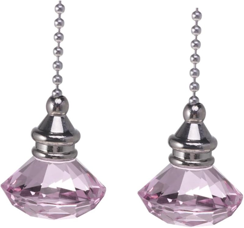 Artibetter Pink Crystal Ceiling Fan Pull Chain Pendants Diamond Cut Easy Grip Extended Reach Home Wedding Decor - Image 1
