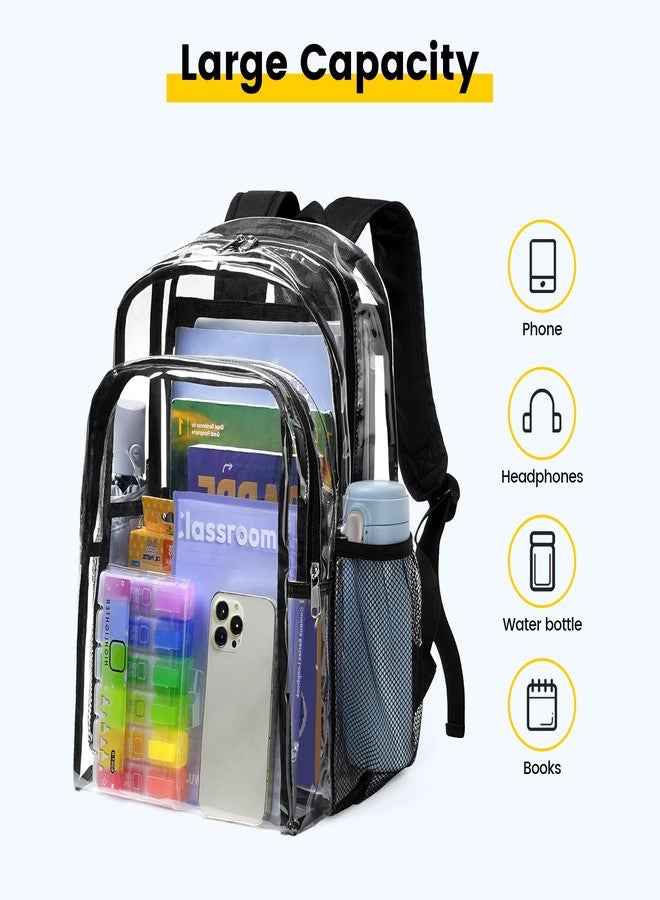 Vorspack Clear Backpack Heavy Duty - Clear Backpacks for School Transparent Bookbag for Girls Boys Large See Through Bag for Work, College, Concert - Black - Image 3