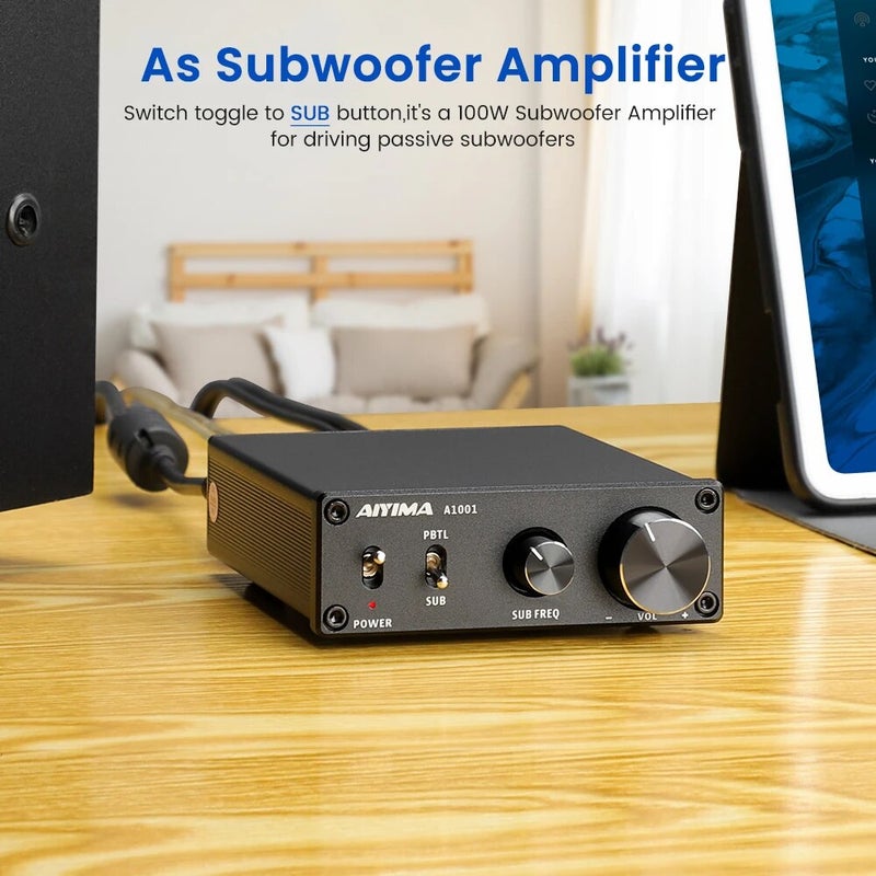 Aiyima A1001 Digital Mono Power Amplifier for Subwoofer, Tpa3116, 100w Class D, with 24V EU Adapter - Image 4