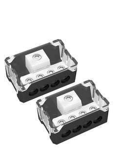 4-Way Power Distribution Block for Car Audio,Efficiently Distribute 0/2/4 Gauge Input to 4/8/10 Gauge Outputs,Enhance Your Amp Ground Connections（2PCS)