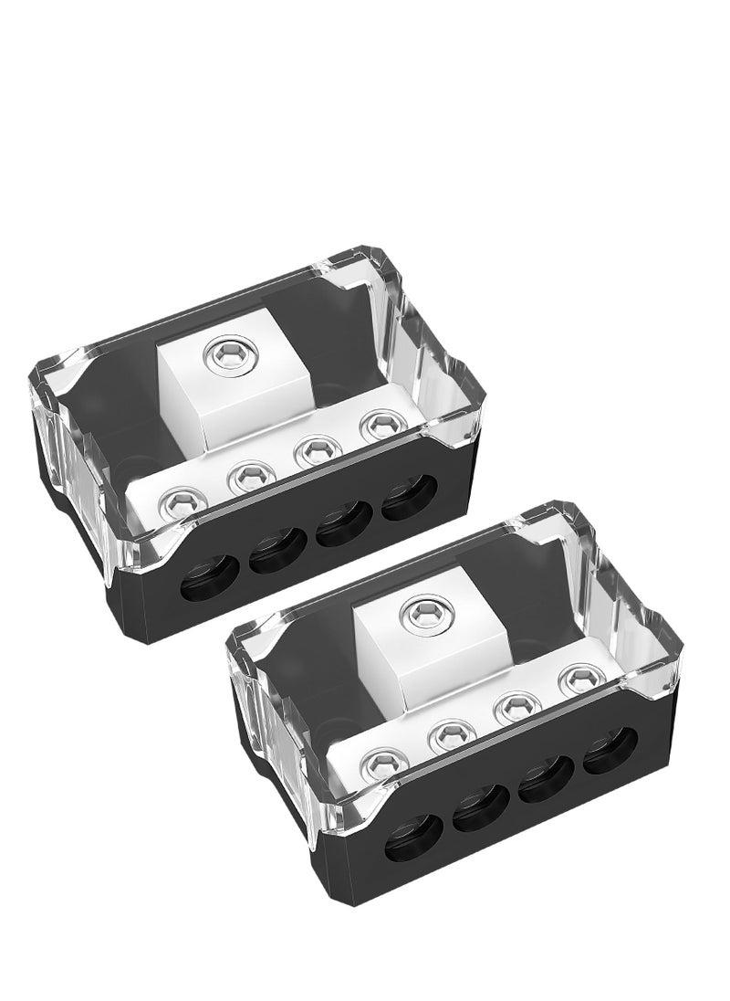 SYOSI - 4-Way Power Distribution Block for Car Audio,Efficiently Distribute 0/2/4 Gauge Input to 4/8/10 Gauge Outputs,Enhance Your Amp Ground Connections（2PCS) - Image 1