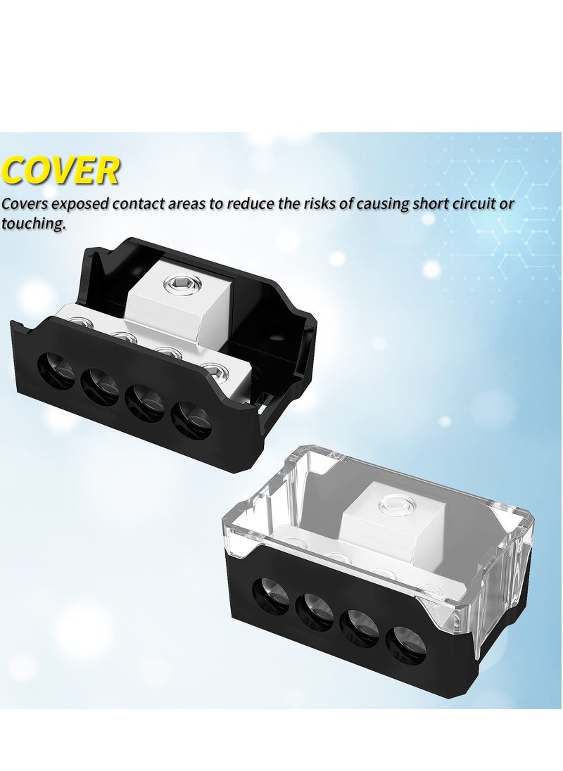 SYOSI - 4-Way Power Distribution Block for Car Audio,Efficiently Distribute 0/2/4 Gauge Input to 4/8/10 Gauge Outputs,Enhance Your Amp Ground Connections（2PCS) - Image 1