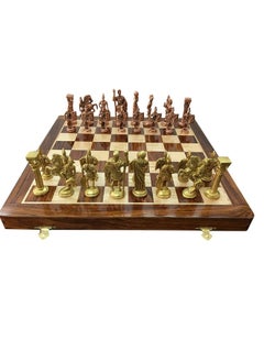 Chessncrafts Chessncrafts Kid Luxury Brass Metal Folding Chess Board Game Set With Roman Army Theme Design Chess Men Storage Inside Board - Best For Home Decor & Gifting Purpose.  - Image 5