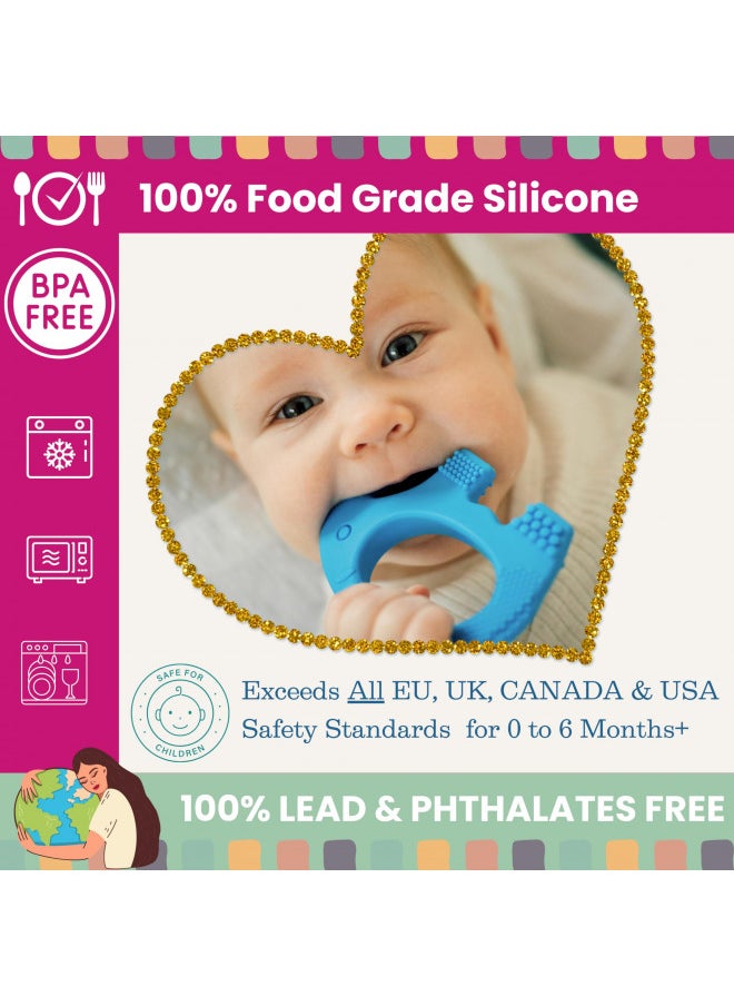 baby elefun Teething Toys for Babies Age 0 to 6 Months - Baby Elefun 5X Pain Relief Smart Teether - Zero Developmental Delay Silicone Baby Teething Toy Ring - Cute Infant Shower Gift Chew Toys for Babies  - Image 3