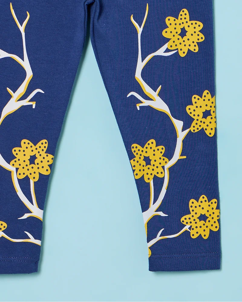 REDTAG Infant Girls Navy Skinny Fit Leggings