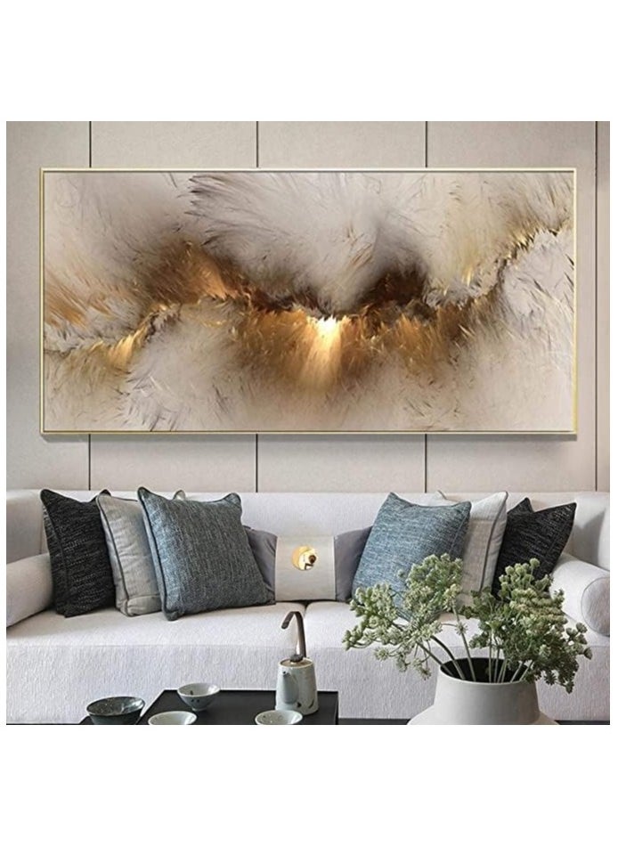 RATSAW - Canvas Wall Art for Living Room Frameless Abstract Golden Cloud Paintings Artwork Wall Decor for Living Room Home Office Decorations 50X100cm - Image 1