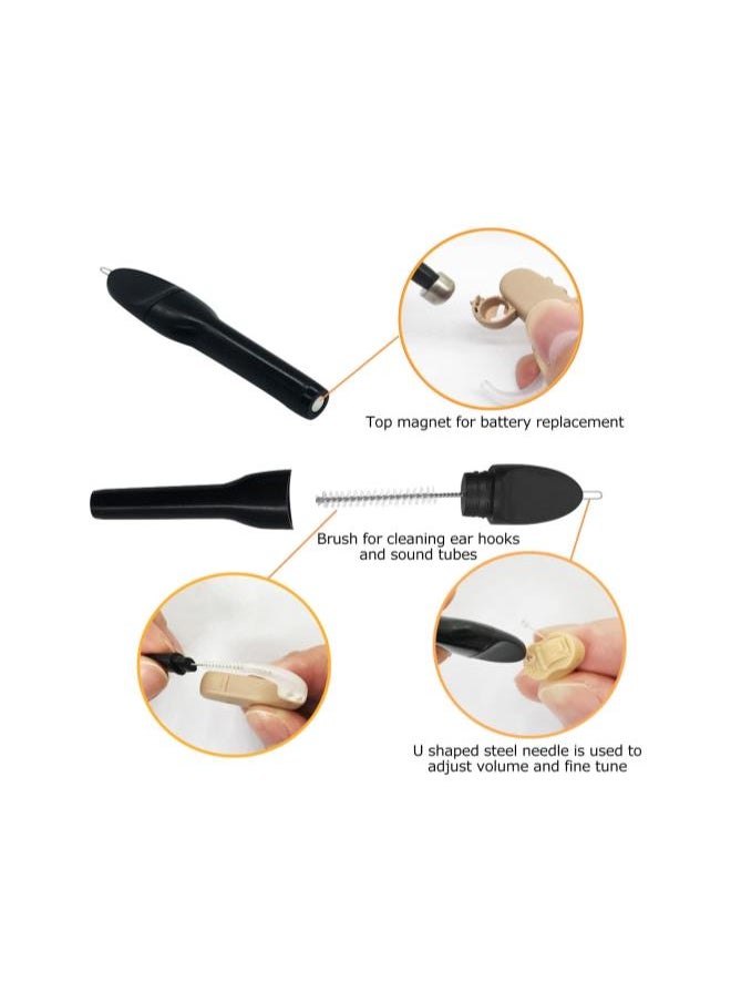 WYBOT - Hearing Aid Disassembly Cleaning Tool, 10pcs Hearing Aid Cleaning Brush Portable Hearing Amplifier Brushes with Wax Loop and Magnet, Screwdriver Earmold Vent Cleaner for Home Shop - Image 1