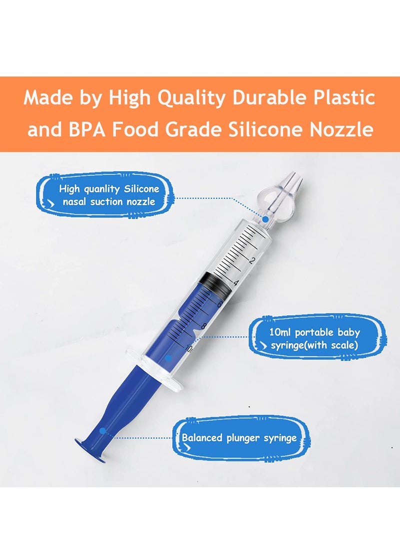 PYLCO SMART - 6 Pack Set Nasal Rinse with Syringe, Nose Shower Set, 10ml Nasal Aspirator Nose Cleaner Syringe for Kids and Adults, Safe and Comfortable, Tasteless, Reusable Safe Nose Cleaner Syringe with soft Tip - Image 1