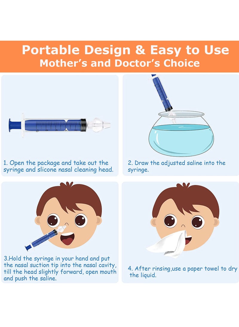 PYLCO SMART - 6 Pack Set Nasal Rinse with Syringe, Nose Shower Set, 10ml Nasal Aspirator Nose Cleaner Syringe for Kids and Adults, Safe and Comfortable, Tasteless, Reusable Safe Nose Cleaner Syringe with soft Tip - Image 1