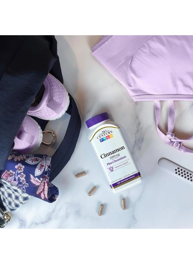 21st Century Cinnamon Plus Chromium 2,000 mg 120 Vegetarian Capsules - Image 4