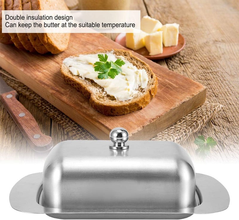 comfrt Butter Dish with Cover, Stainless Steel Butter Container for Kitchen Countertop Refrigerator, 7.3 x 4.8 x 2.8in - Image 2