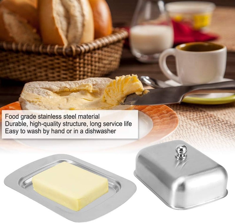 comfrt Butter Dish with Cover, Stainless Steel Butter Container for Kitchen Countertop Refrigerator, 7.3 x 4.8 x 2.8in - Image 3