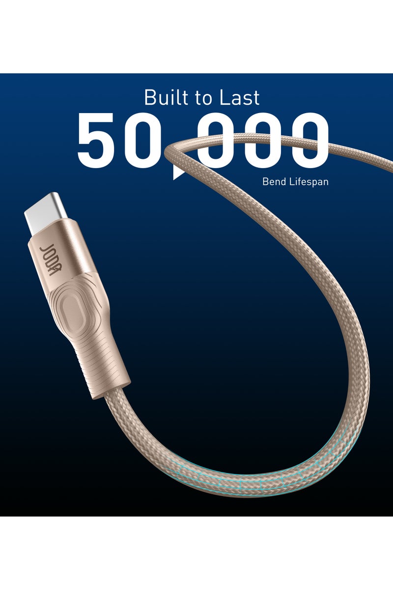 Güde JODA Flex 60W USB-C to C Nylon Braided Cable 1.2M - Built to Last 50,000 Bend Lifespan, Ultra-Soft Silicone, and Included Silicone Tie for Tidy Storage - Image 4