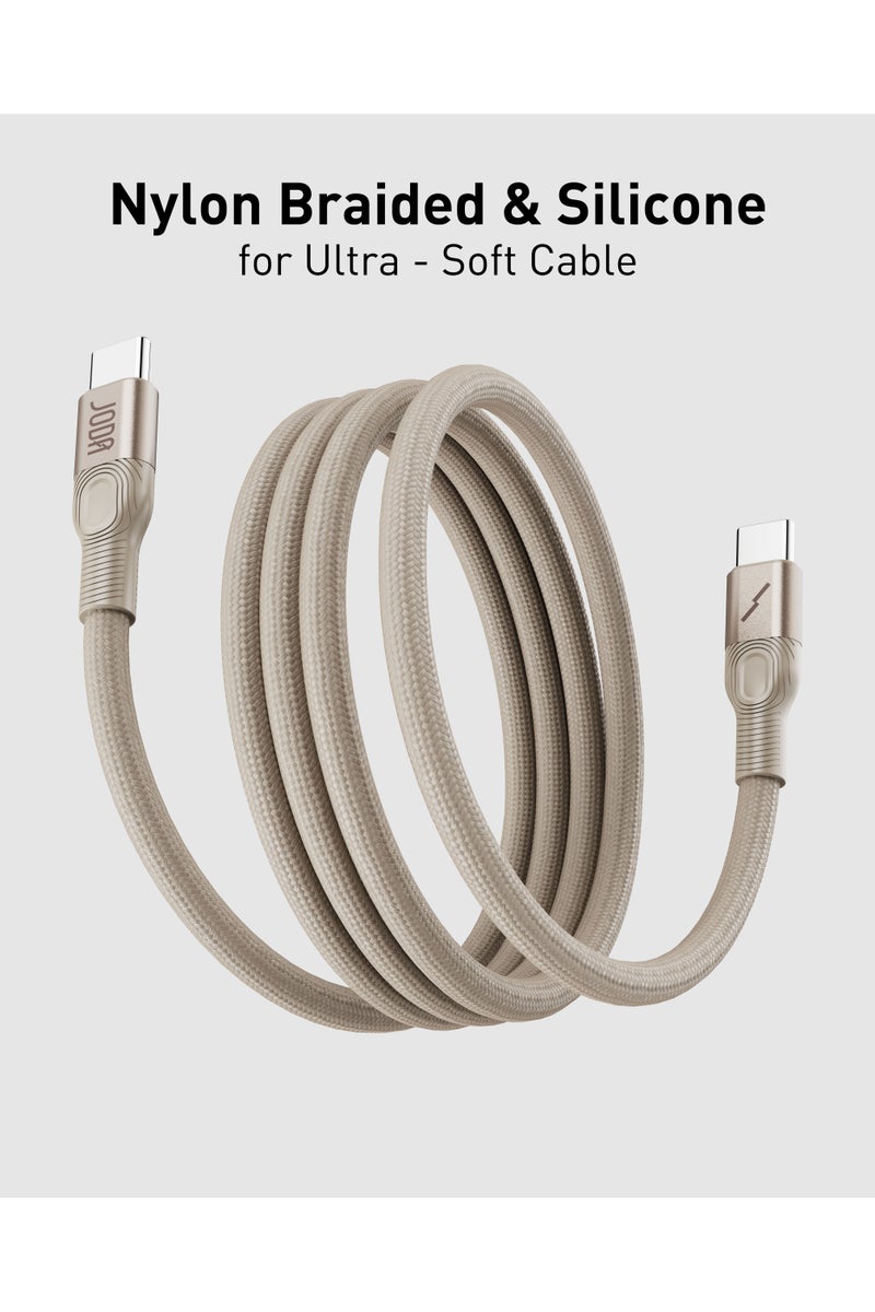 Güde JODA Flex 60W USB-C to C Nylon Braided Cable 1.2M - Built to Last 50,000 Bend Lifespan, Ultra-Soft Silicone, and Included Silicone Tie for Tidy Storage - Image 2