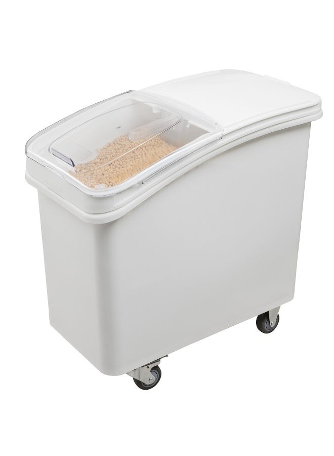 Restaurantware Met Lux 27 Gallon Ingredient Bin, 1 Mobile Food Storage Bin On Wheels - With Lid And Scoop, Easy Access, White Plastic Commercial Flour Bin, For Kitchen, Store Dry Ingredients  - Image 2