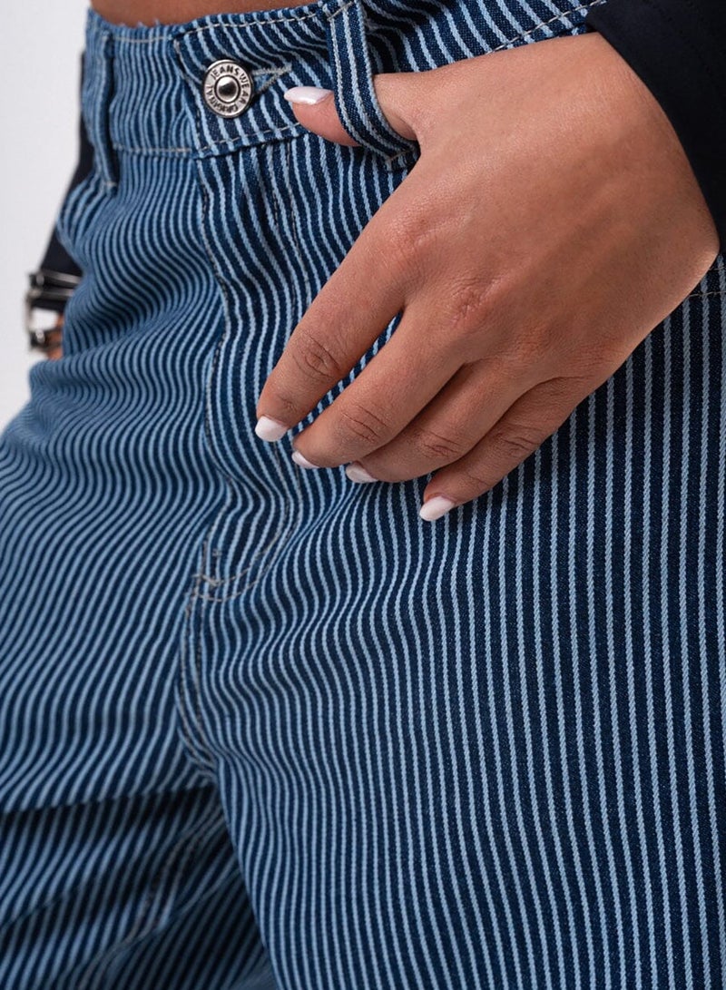 In Your Shoe Female Navy Blue Barrel Fit Cropped Pants - Image 3