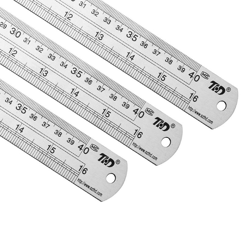 ZZTX Permanent & temporary usable Ruler Metal Straight Edge Stainless Steel Ruler 16 Inch Ruler Set Rulers Bulk 1 Pack Repeated detach compatible build - Image 3