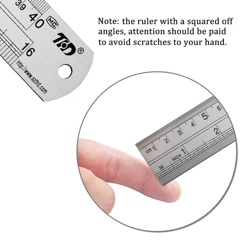 ZZTX Permanent & temporary usable Ruler Metal Straight Edge Stainless Steel Ruler 16 Inch Ruler Set Rulers Bulk 1 Pack Repeated detach compatible build - Image 4