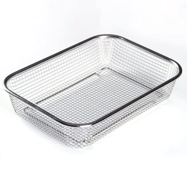 zinley Sink Colander Strainer Rectangular Drain Basket Stainless Steel Basket for Fruit Vegetable Washing 30 20 6 CM - Image 1