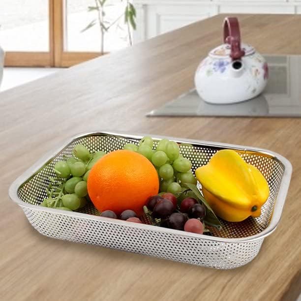 zinley Sink Colander Strainer Rectangular Drain Basket Stainless Steel Basket for Fruit Vegetable Washing 30 20 6 CM - Image 2