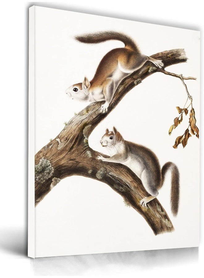 UPWOIGH Bathroom Wall Art Decor, Squirrels Brown Wall Art, Waterproof Wood Framed Canvas Wall Art Animals Abstract Prints, 12"x16" High-end Pictures for Dormitory Kids Room 1 Pack - Image 1